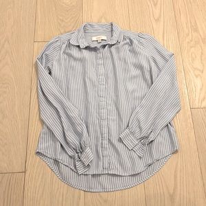 Loft Striped Button Up Shirt Puffed Shoulder Puff Sleeve XXS